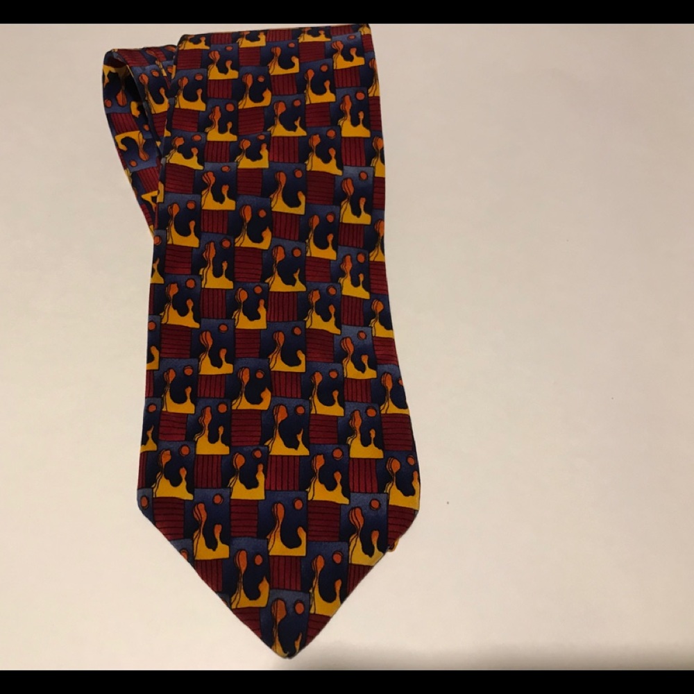 J.Garcia Designer Tie (Maroon,gold,blue)